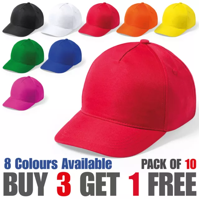 10 x Kids Plain Baseball Cap Adjustable School Girls Boys Junior Children's Hat