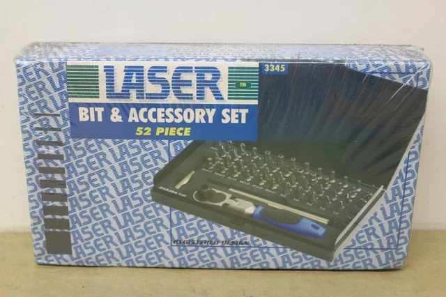 Nuovi strumenti laser n. 3345 52 pezzi set cricchetto bit e accessori Torx Hex Pz
