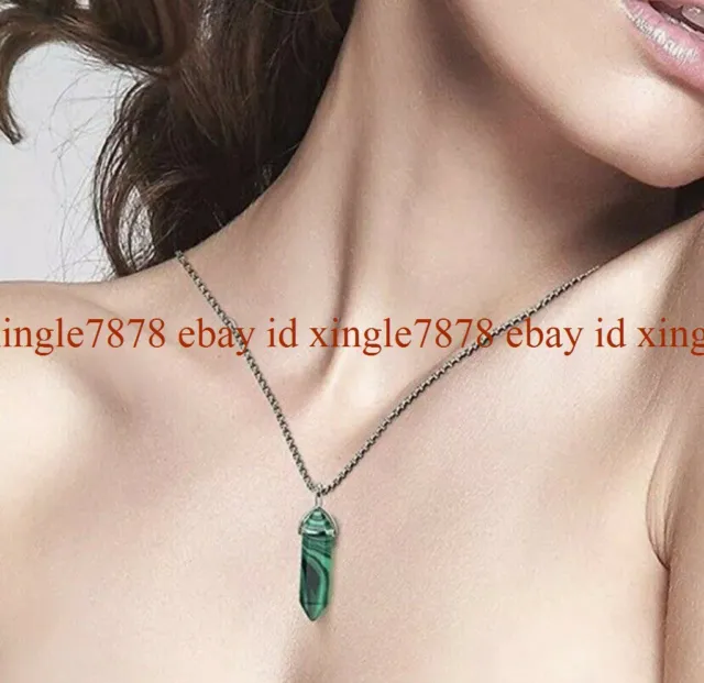 Crystal Gemstone Necklace Pendant Natural Chakra Stone Energy Healing with Chain 2
