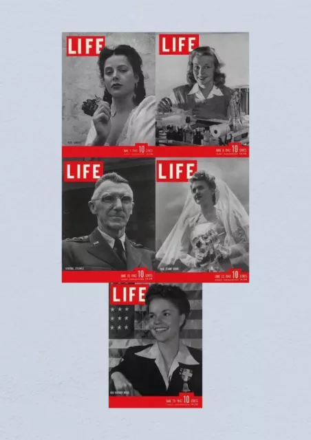 Life Magazine Lot of 5 Full Month of June 1942 1, 8, 15, 22, 29 WWII WAR ERA