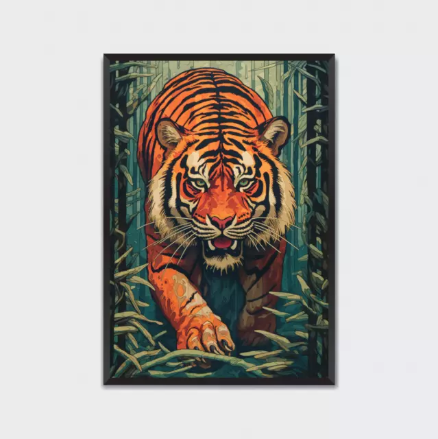 Jungle Tiger Wall Art Print Poster Illustration Home Decor Painting