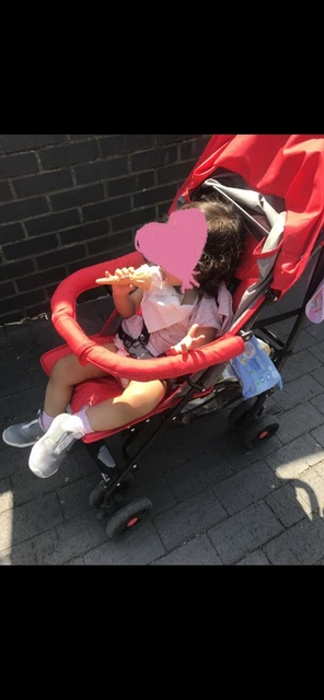 Pushchair Buggy Pram Stroller with XL Basket & Sun Canopy- Red Foldable
