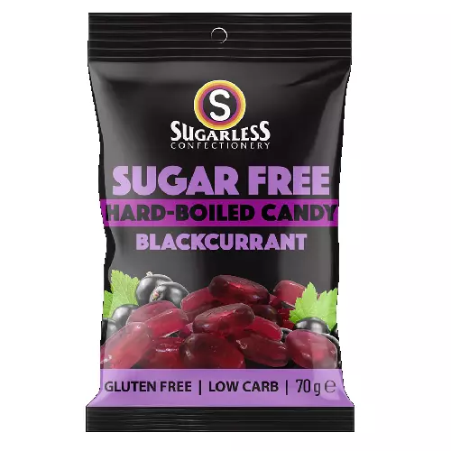 909445 1 x 70g SUGARLESS CONFECTIONERY SUGAR FREE HARD BOILED BLACKCURRANT AURA