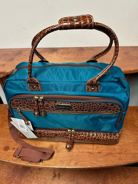 New Samantha Brown Classic Drop Bottom Satchel With Peacock / Camel