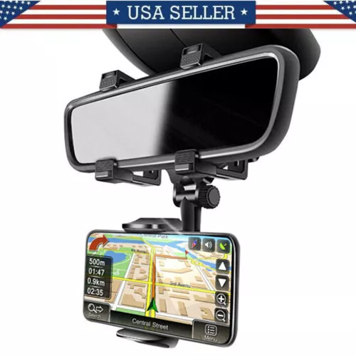 Universal 360 Rotation Car Rear View Mirror Mount Stand GPS Cell Phone Holder US