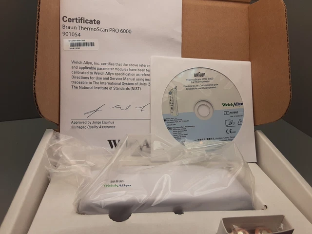 NEW Welch Allyn Braun ThermoScan Ear Thermometer Pro 6000-200 Complete Kit