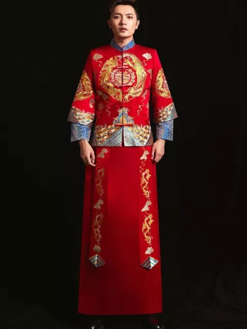 Men's Dragon & Phoenix Chinese Ancient Wedding Suit/Han Fu/Cheongsam/Qun Kwa Men's Dragon & Phoenix Chinese Ancient Wedding Suit/Han Fu/Cheongsam/Qun Kwa