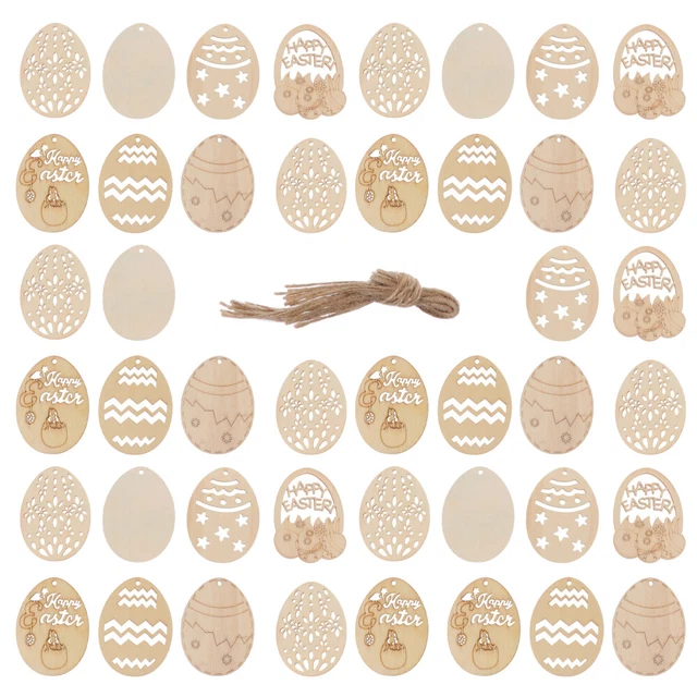 70 stücke Ostern Holz Chips Graffiti Holz Anhänger DIY Ostern Anhänger Ei