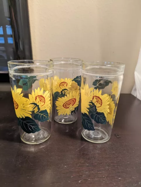 Anchor Hocking Sunflower-Jelly Jar glasses/Tumblers--3--