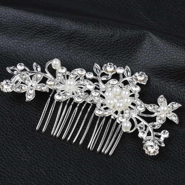 Wedding Bridal Hair Accessories Comb Clips Piece Crystal Diamante Pearls Flower