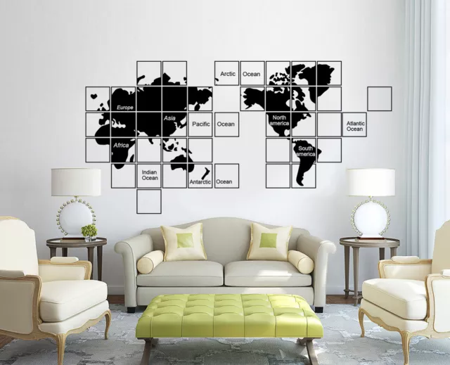 Huge World Map Wall Sticker Home Decor Decal UK SH263