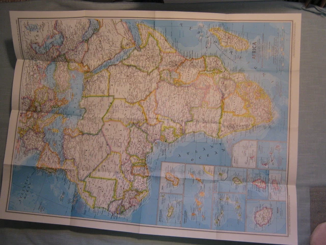 VINTAGE AFRICA MAP+ POLITICAL DEVELOPMENT National Geographic February ...