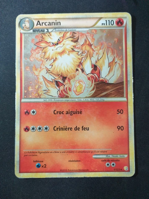 Pokemon Card FR - Arcanine 1/123 - Holo - HEARTGOLD SOULSILVER
