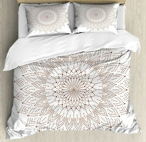 Marrón Mandala Set Ropa de Cama Pointillist Punta
