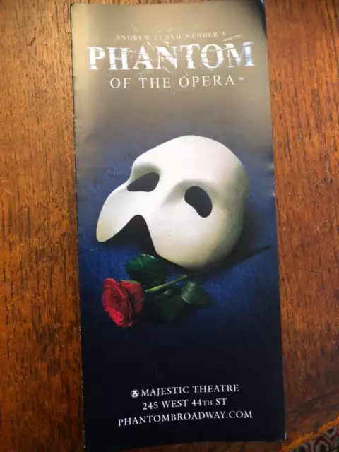 Phantom of the Opera 2022 version ad/flyer Broadway musical NYC Webber