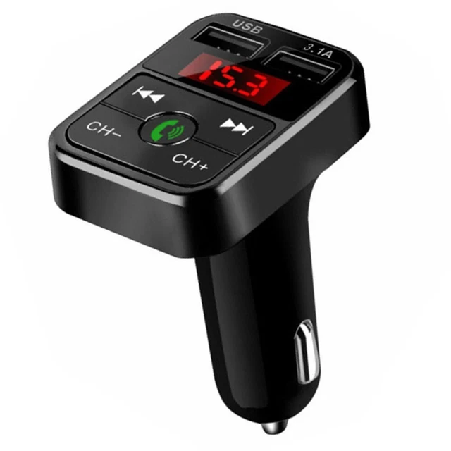Autoradio Bluetooth Adaptateur Bluetooth Allume-Cigare - Transmetteur FM - Double USB - Appel Main Libre - LED Colorée Adaptateur Bluetooth Voiture