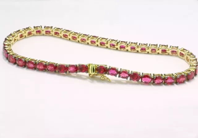 Lignes Rubis Bracelet Total 7,35 Carat 750er Or Valeur Neuf