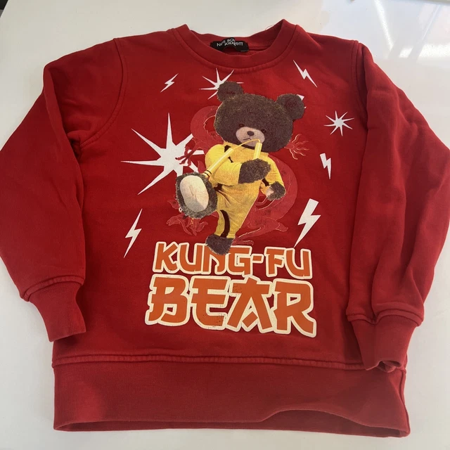 Neil Barrett Kids - Kung Fu bear Red Jumper - Age 6