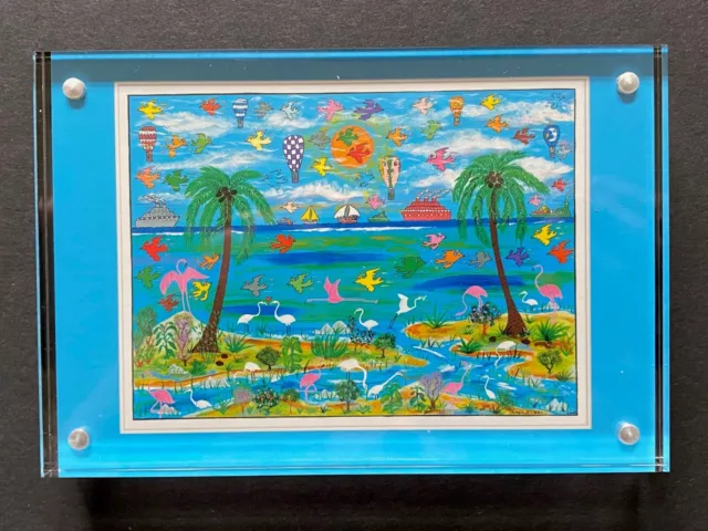 James Rizzi Kunstdruck Postkarte Motiv Paradise lost and found im Magnet-Rahmen