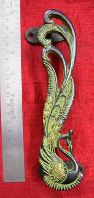 Brass Peacock Shape Door Handle Handmade Peafowl Gate Pull Home Decoration AA02 3