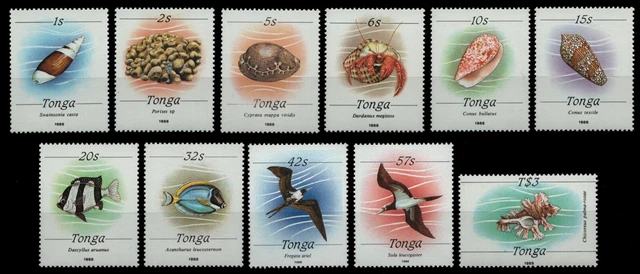 Tonga 1988 - Mi-Nr. 1037-1047 II ** - MNH - Meerestiere / Marine life
