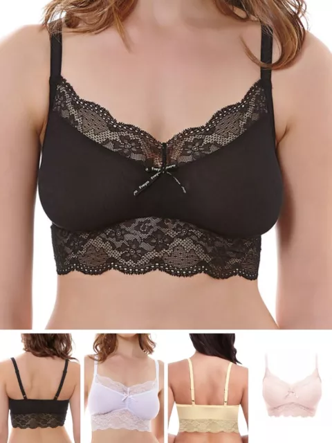 Freya Fancies Bra Bralette Crop Top Non Wired Non Padded Lace Soft Cup Pull Over