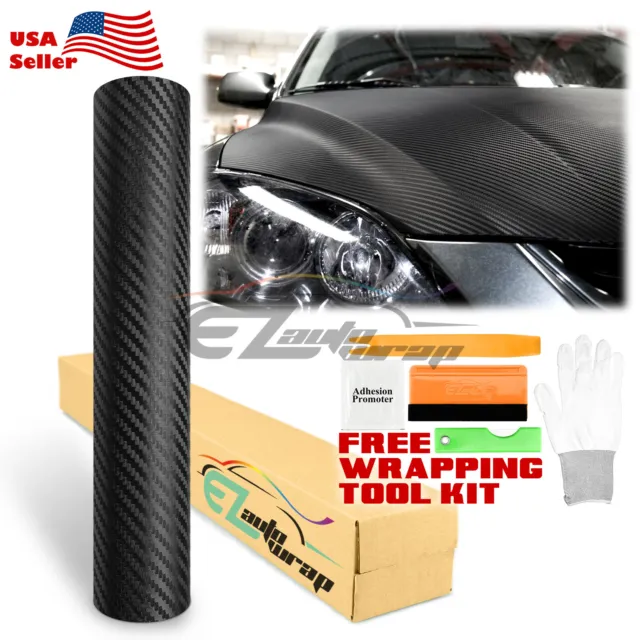 3D Carbon Fiber Black Matte Textured Car Vinyl Wrap Sticker Decal Film Sheet DIY