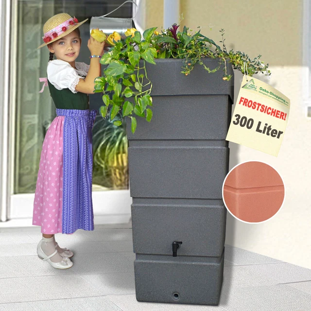 REGENTONNE REGENFASS ECKIG Regentank Regenwasserspeicher Gartenfass