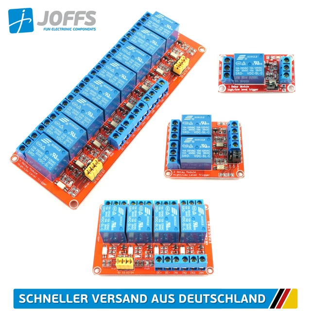1/2/4/8-KANAL RELAIS MODUL 5V/9V/12V/24V (Multi Relay Module, High/Low ...