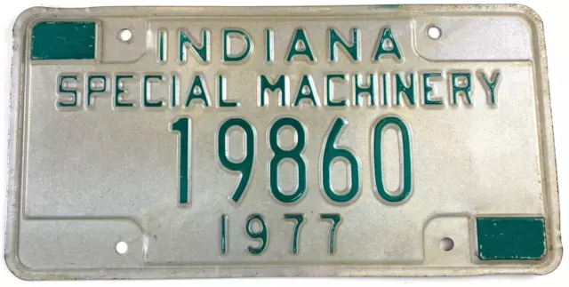 Indiana 1977 Special Machinery License Plate Man Cave Garage Collector Decor