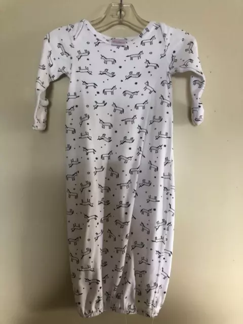 hanna andersson Ivory and Black UNICORN organic cotton Sleep Gown 60 3-6 Months