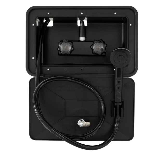 RV EXTERIOR OUTDOOR Shower Box Kit Faucet Cowboy Shower Black 32.95