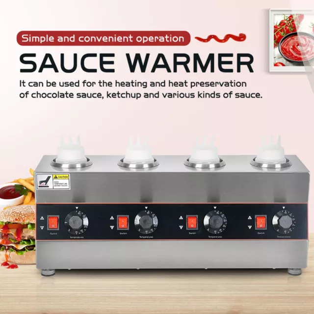 Cheese Sauce Warmer Jam Heat Preservation Machine 2 Pot Electric Hot Fudge  Heater with 2 Bottles
