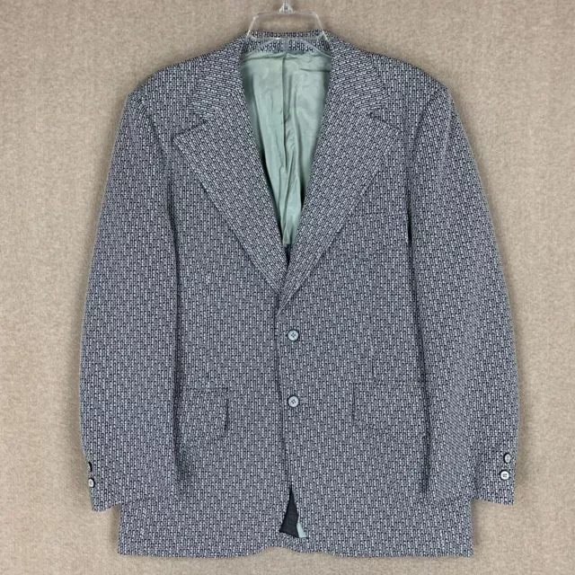 Vintage 1970s Mens Blazer 43L Gray Sport Coat Wide Lapel Textured Disco