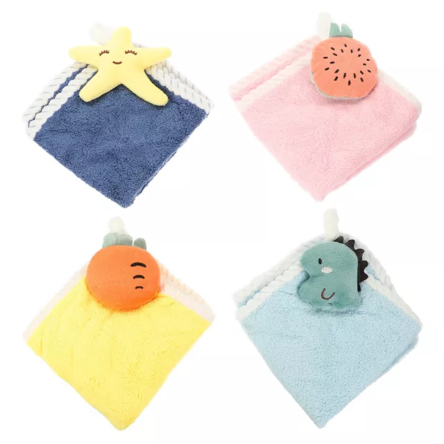 Hanging Coral Fleece Hand Towels Kitchen Bathroom Baby Washcloths 4Pcs