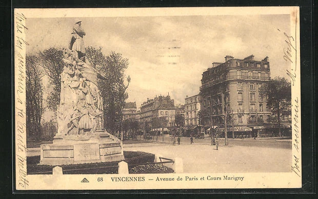 1936 CPA Vincennes, Avenue de Paris and Cours Marigny