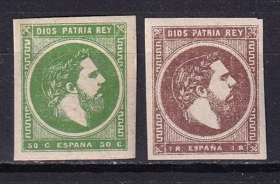 España 1875 -  CARLOS VII  - Edifil 160/161 - MNH/MH - Expertizado A ROIG