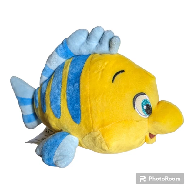 DISNEY STORE FLOUNDER Fish The Little Mermaid Ariel Stuffed Animal