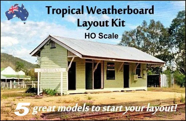 HO Scale Australian RAILWAY BUILDING “TROPICAL” STARTER KIT  (5 Structures)