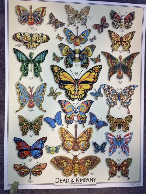 Dead & and Company 2019 Summer Tour Poster Butterflies S/N Emek