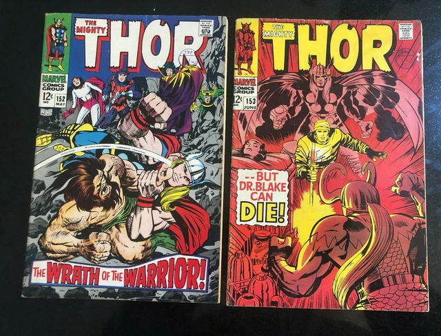 The Mighty THOR #152 + 153 INHUMANS LOKI Jack Kirby Stan Lee 1968 MARVEL COMICS