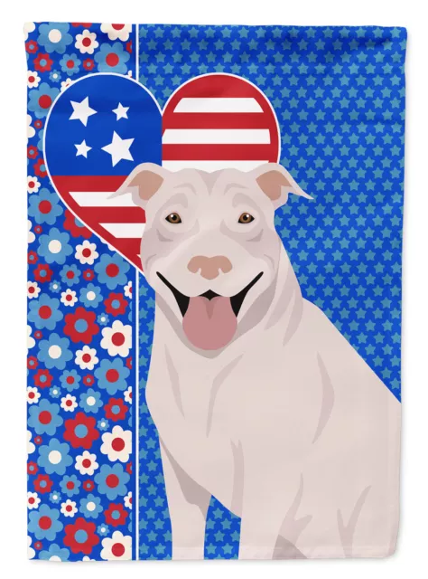 White Pit Bull Terrier USA American Flag House Size WDK5129CHF