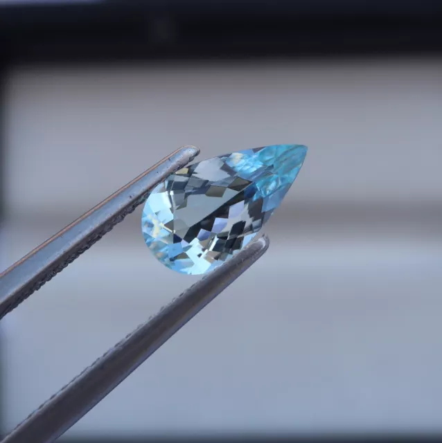 1.2 Cts 10.8x5.9 MM Nice Luster Natural Light Blue Aquamarine Gemstone Pear Cut