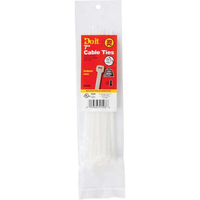Hazlo 7 pulgadas x 0,189 pulgadas Corbata de cable de nailon moldeado de color natural (paquete de 20) SIM