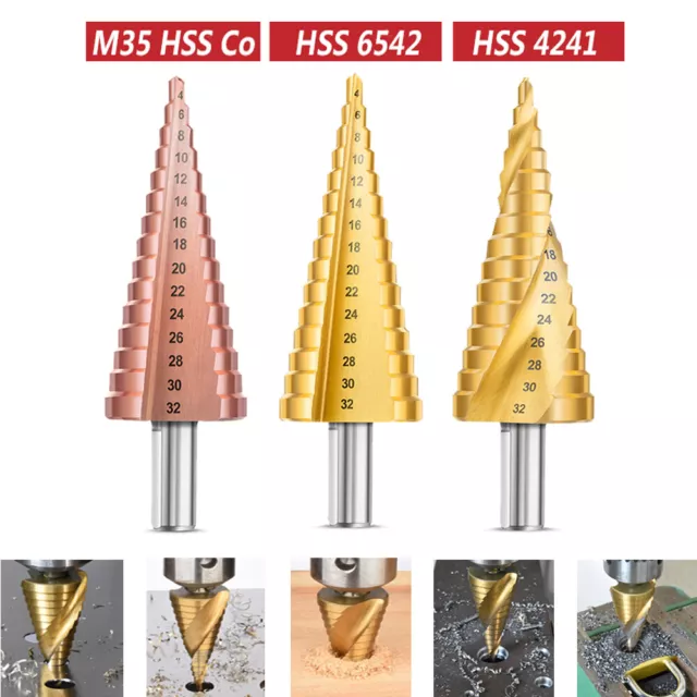 HSS Step Drill Bits Cone Hole Cutter Chamfer For Metal Wood Plastic 4mm to 32mm