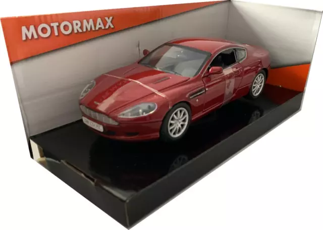 Aston Martin DB9 Coupe in magma red, 1:24 scale model from Motormax, MMX73321R