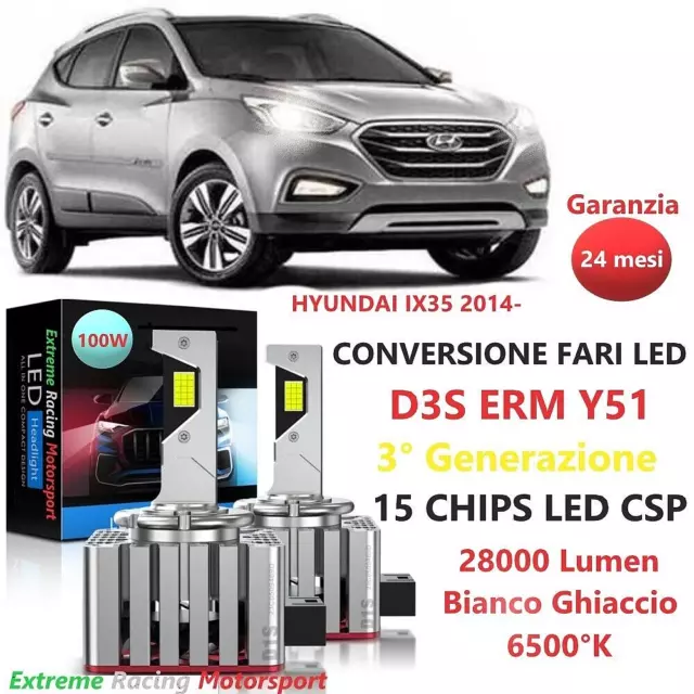 Hyundai Ix35 2014- Kit Conversione Led 5070 Cps Ultrawhite D3S 100W 28Kl Canbus