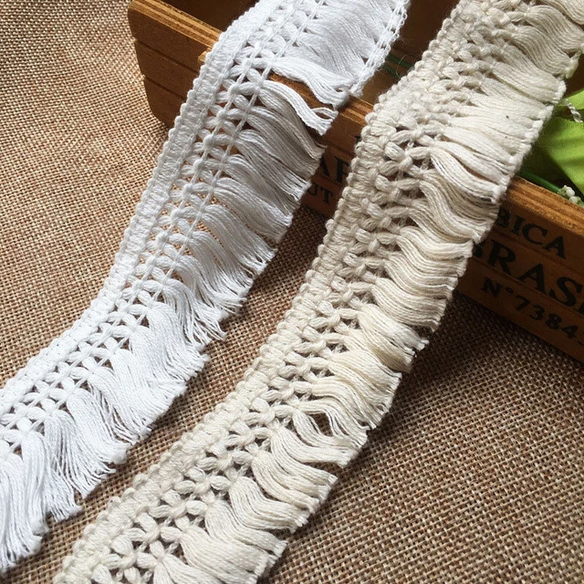 5 Yard Retro Fringe Tassel Cotton Lace Ribbon Trim Fabric Applique Sewing Crafts