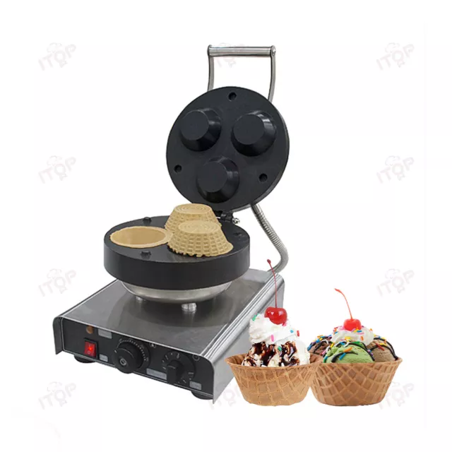 3 pcs Ice Cream Cup Cone Maker Electric Waffle Maker Nonstick Waffle Baker 1750W