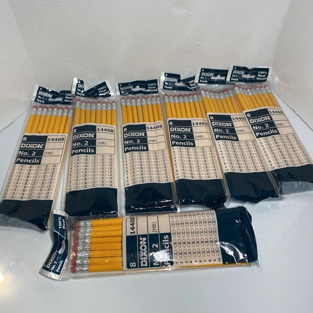 Lot Of 7 Dixon Pencils 8 Pack #2 HB Real Wood Standard Number Two School.
